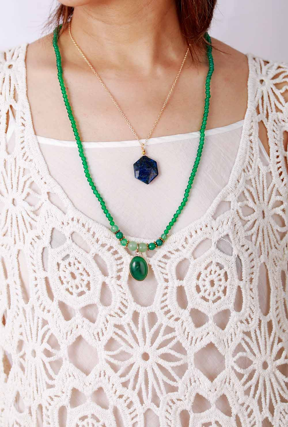 Collier en Pierres Naturelle Onyx Vert
