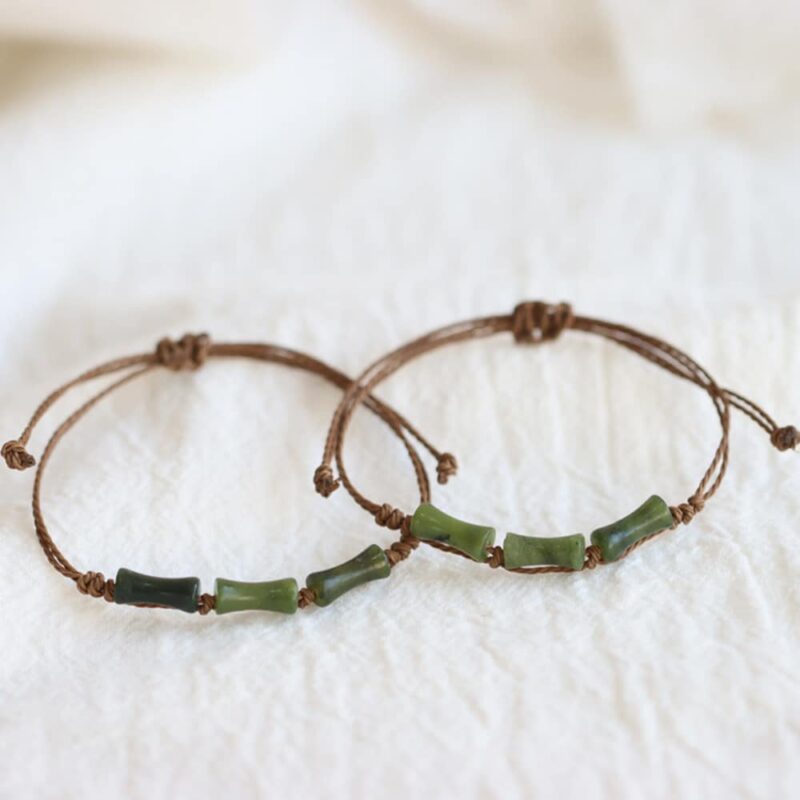Bracelet en jade et corde tissée à la main pour femme