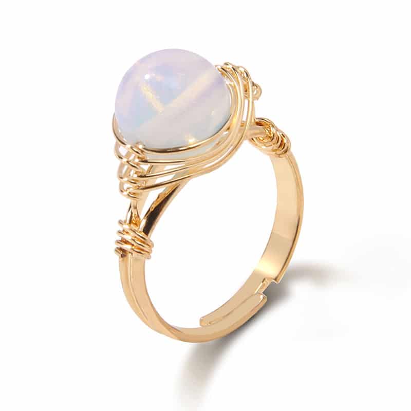 Bague ajustable en pierre semi-précieuse pour femme – Image 4