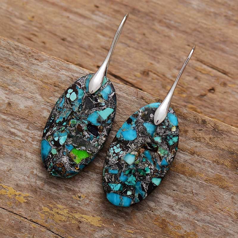 Boucles d'oreilles ovales vibrantes en jaspe pour femme – Image 3