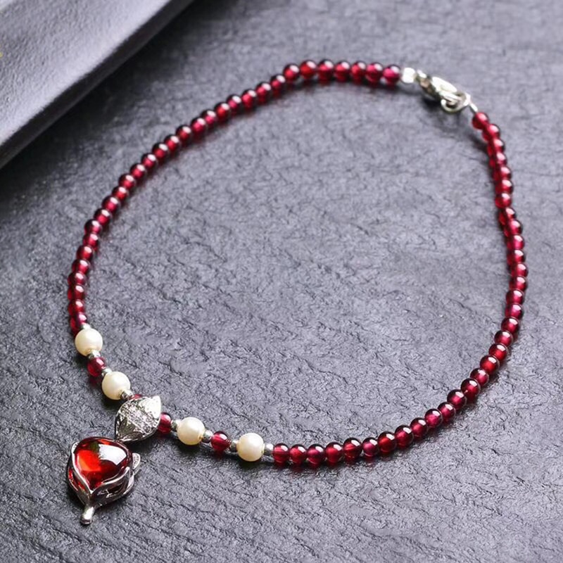 Bracelet de cheville en pierre de grenat pour femme – Image 3
