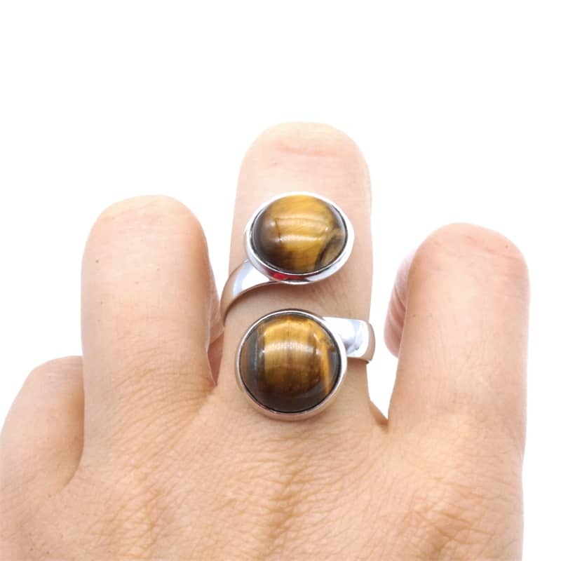 Bague cabochon à double pierre naturelle – Image 2