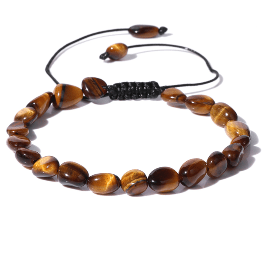 Bracelet en pierre naturelle lisse avec corde noire – Image 2