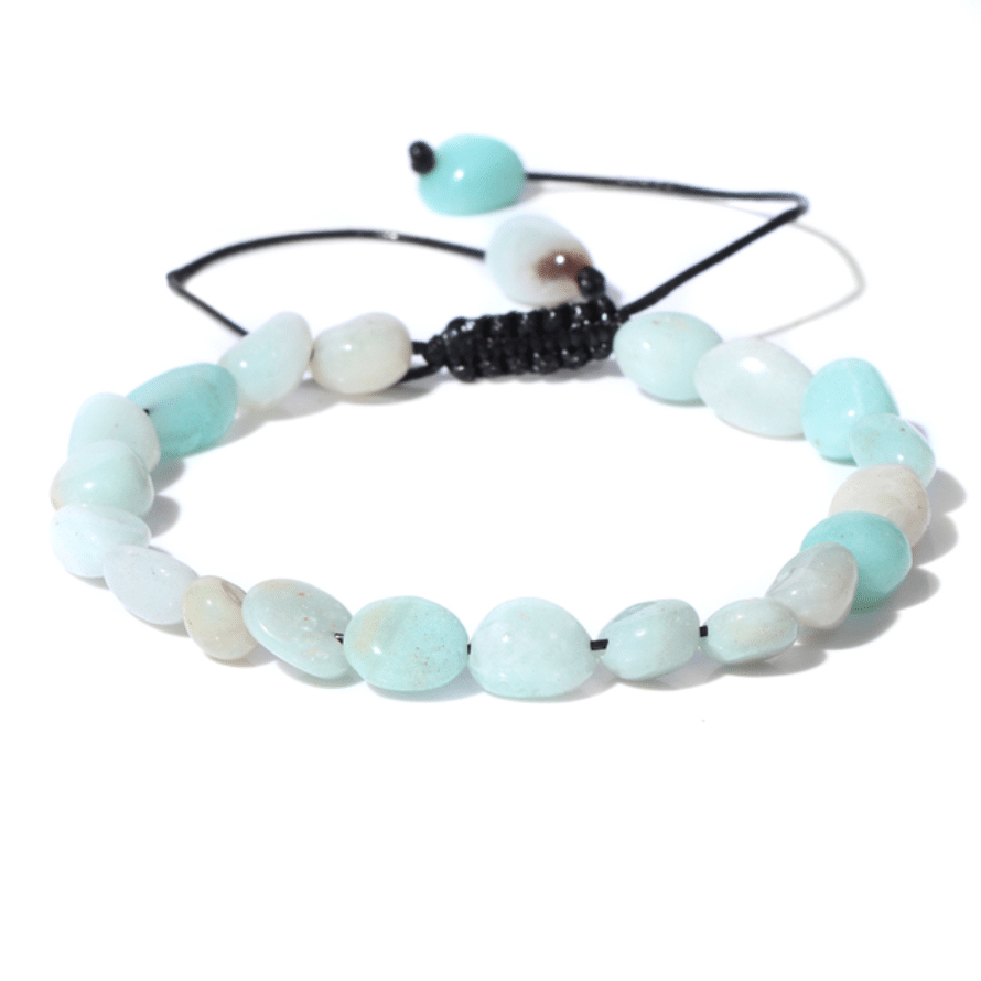 Bracelet en pierre naturelle lisse avec corde noire – Image 3
