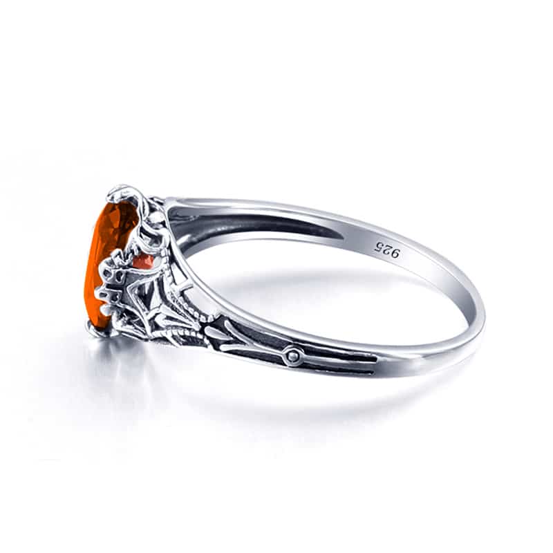 Bague vintage en argent sterling avec pierre en ambre – Image 2