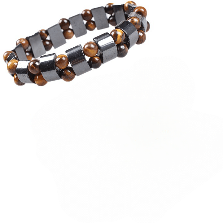Bracelet en métal et perles d'oeil de tigre pour homme – Image 3