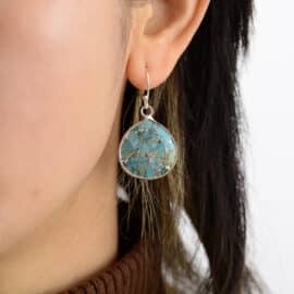 Boucles d'Oreille Pierre Naturelle en Turquoise en Forme de Gouttes d'Eau