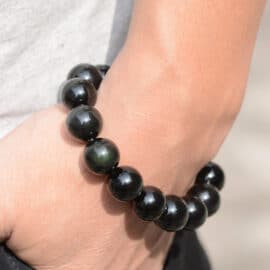 Bracelet Pierre Naturelle avec Perles d'Obsidienne