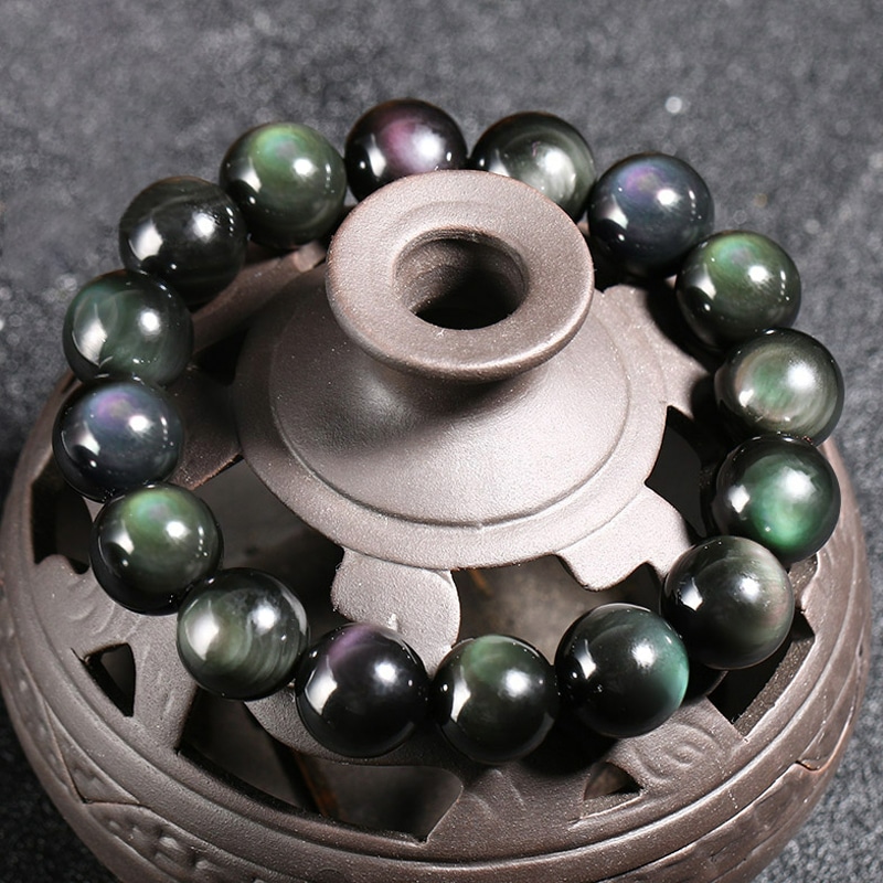 Bracelet Pierre Naturelle avec Perles d'Obsidienne