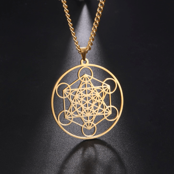 Collier Pierre Naturelle avec Pendentif à Design Géométrique en Acier Inoxydable