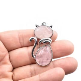 Lot de Dix Pendentifs Pierre Naturelle en Forme de Chat