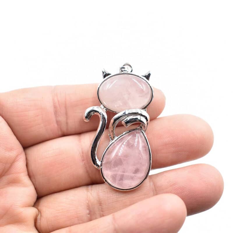 Lot de Dix Pendentifs Pierre Naturelle en Forme de Chat