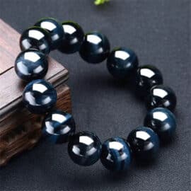 Bracelet Pierre Naturelle avec Perles d'Oeil de Tigre Bleues