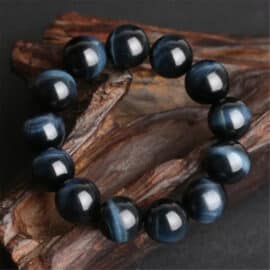 Bracelet Pierre Naturelle avec Perles d'Oeil de Tigre Bleues