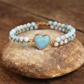 Bracelet Confiance et Harmonie avec Coeur et Perles d'Amazonite