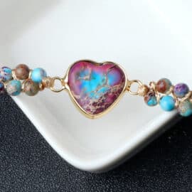 Bracelet Confiance et Harmonie avec Coeur et Perles en Pierre Naturelle