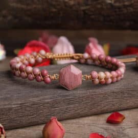 Bracelet Confiance et Harmonie avec Perles et Pierre Hexagonale en Rhodonite