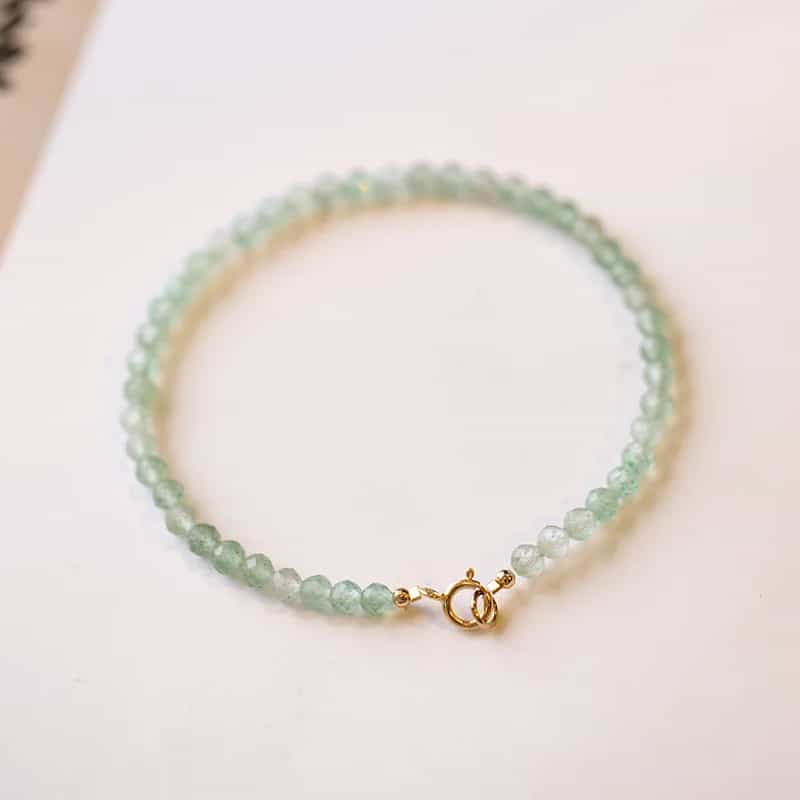 Bracelet Pierre Naturelle en Perles de Jade Taillées pour Femme