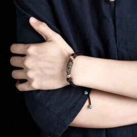 Bracelet Tibétain de Style Rétro en Corde et Métal