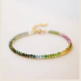 Bracelet Tourmaline Fin Multicolore en Cuivre