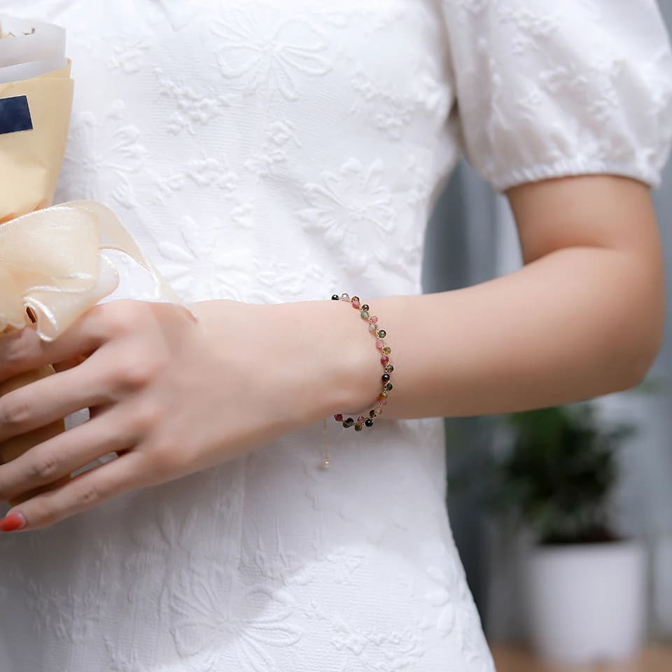 Bracelet Tourmaline Perlé pour Femme