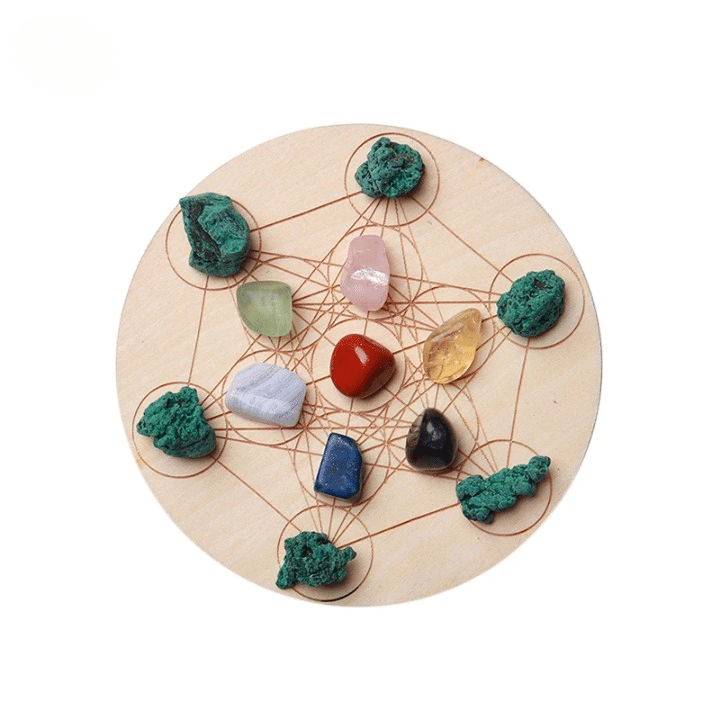 Coffret Pierre Naturelle Sept Chakras sur fond blanc