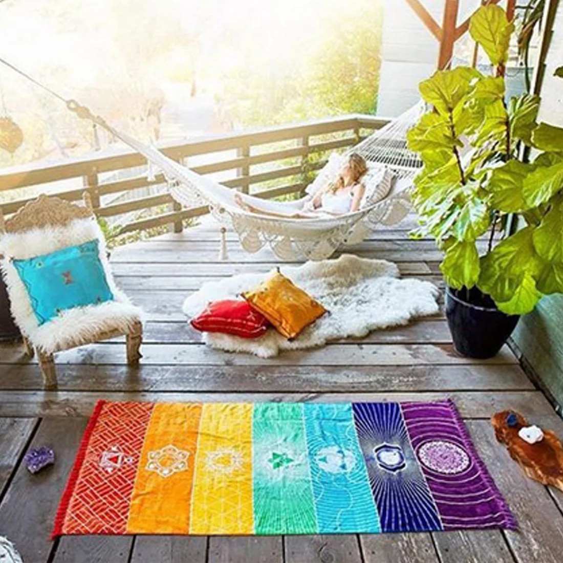 Couverture de Maison Sept Chakras avec Mandalas en Polyester