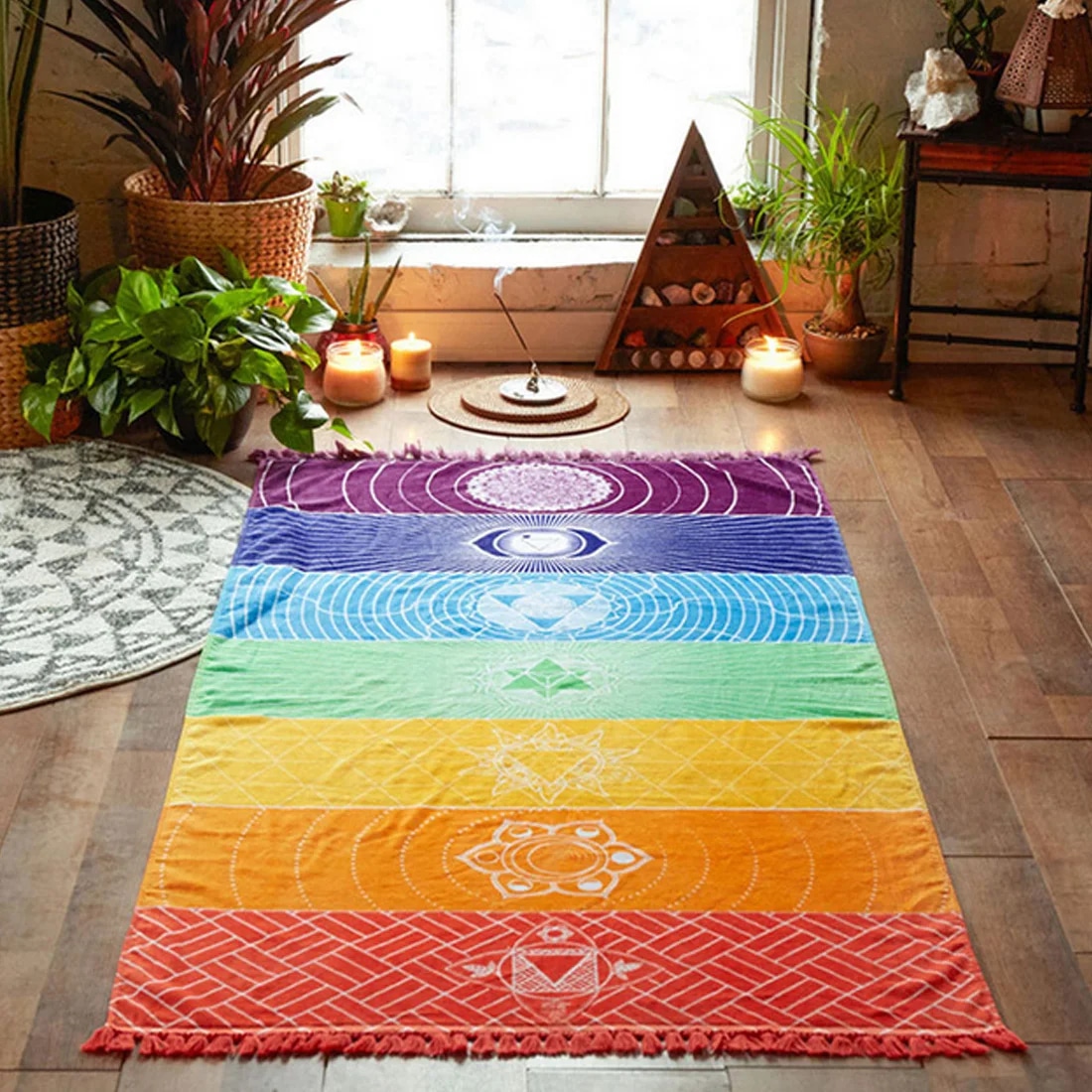 Couverture de Maison Sept Chakras avec Mandalas en Polyester