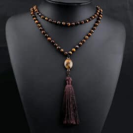 Ensemble de Bracelet et Collier Pierre Naturelle avec Perles d'Oeil de Tigre