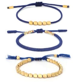Ensemble de Trois Bracelets Tibétains Tressés à la Main avec Cuivre
