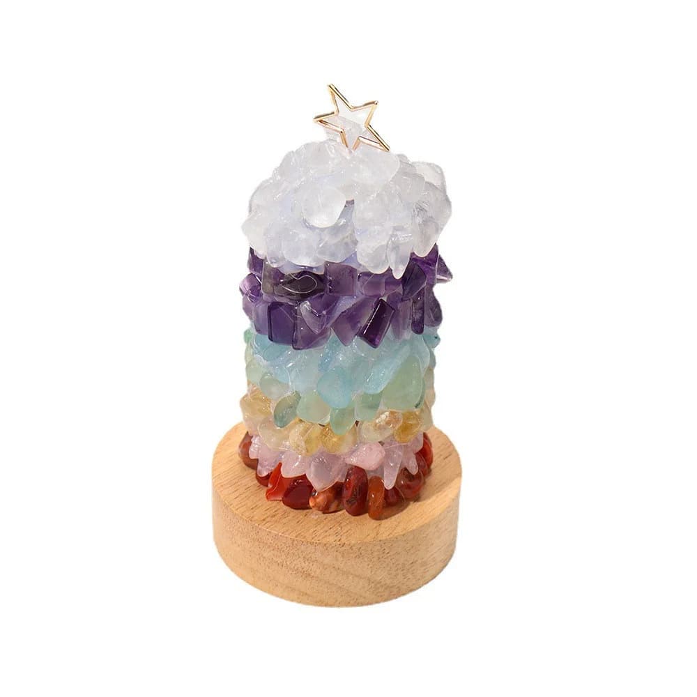 Lampe d'Ambiance Fluorescente en Cristal d'Améthyste sur fond blanc