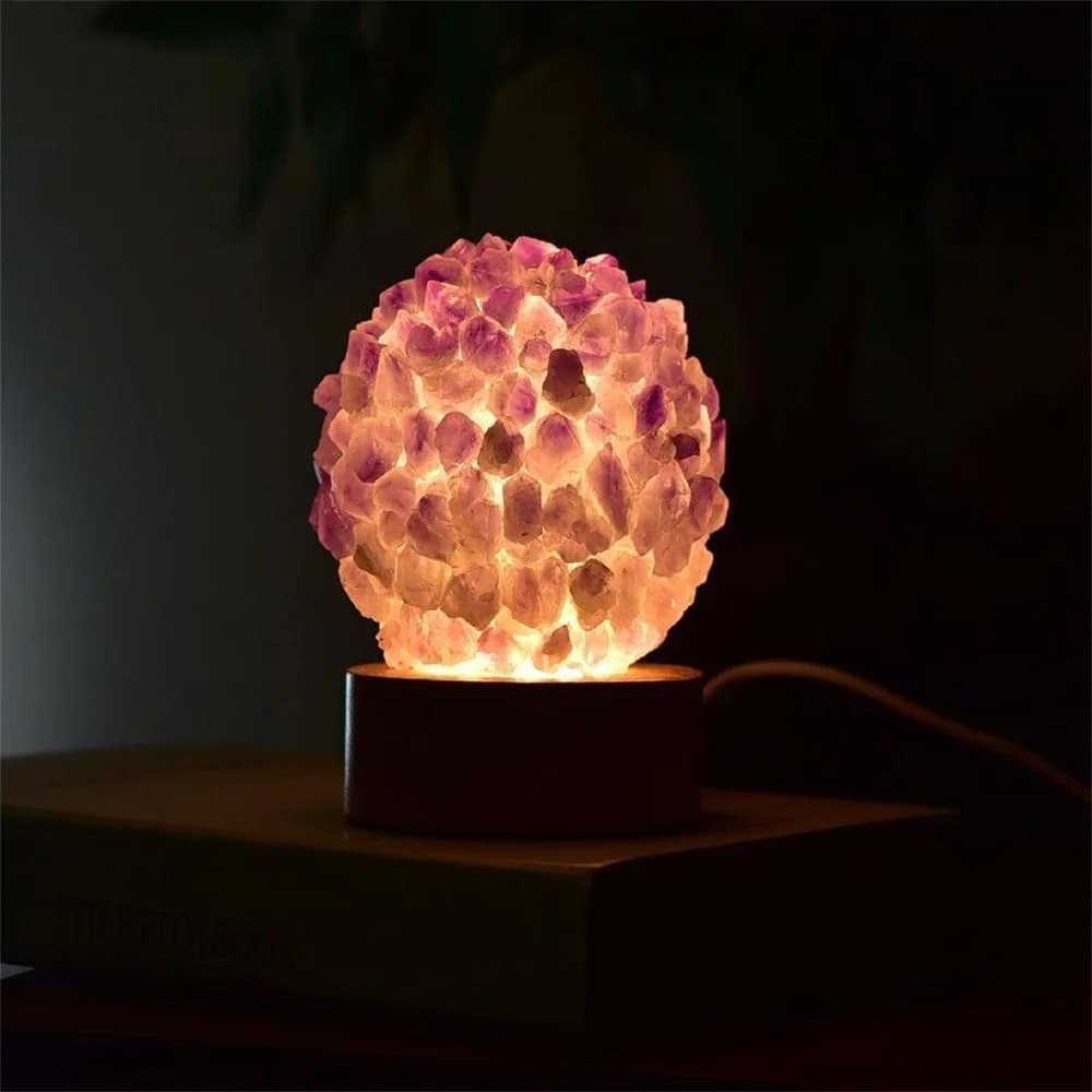 Lampe d'Ambiance en Forme de Boule Recouverte d'Améthyste