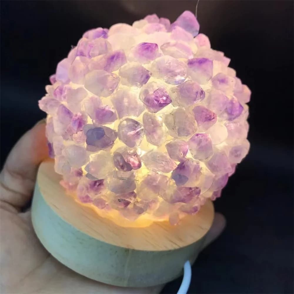 Lampe d'Ambiance en Forme de Boule Recouverte d'Améthyste
