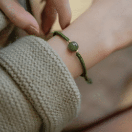 Lot de Trois Bracelets Porte Bonheur Tressés avec Pierre de Jade