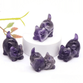 Pierre Naturelle Sculptée en Forme de Chat