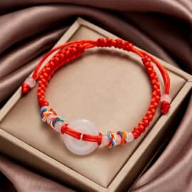 Bracelet Tibétain Tressé à la Main avec Ornement Blanc