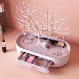 Arbre à Bijoux au Design de Cerf avec Tiroir
