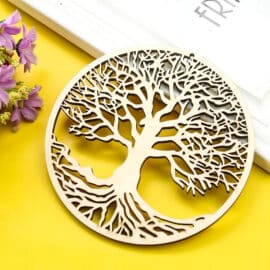 Arbre de Vie en Bois Rond et Doré