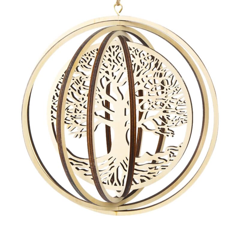 Arbre de Vie en Bois Tournoyant de Style Moderne sur fond blanc