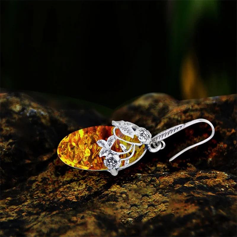 Boucles d’Oreille Ambre de Style Vintage