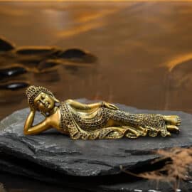 Bouddha Couché Doré en Résine