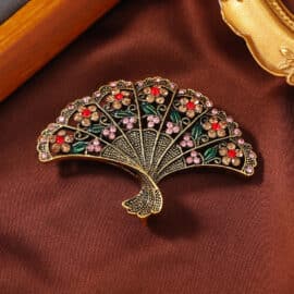 Broche Bijoux de Style Vintage en Forme d'Éventail