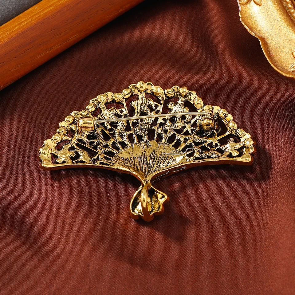 Broche Bijoux de Style Vintage en Forme d'Éventail