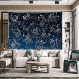 Carte du Ciel Murale avec Signes du Zodiaque