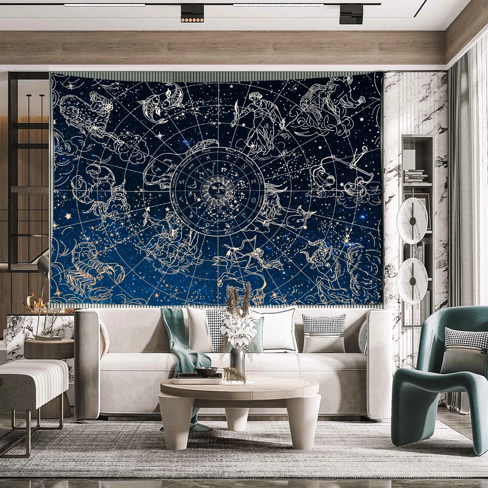 Carte du Ciel Murale avec Signes du Zodiaque
