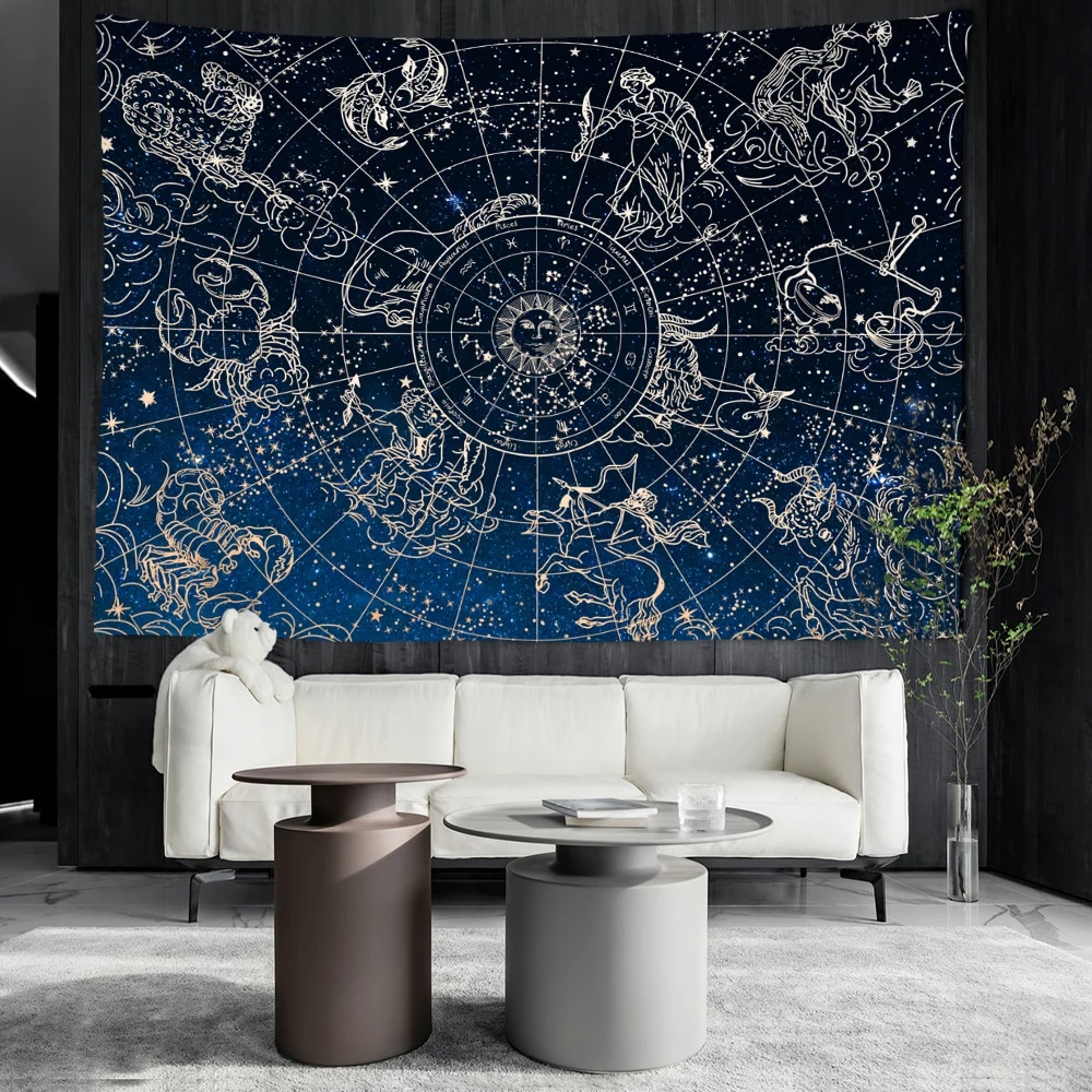 Carte du Ciel Murale avec Signes du Zodiaque