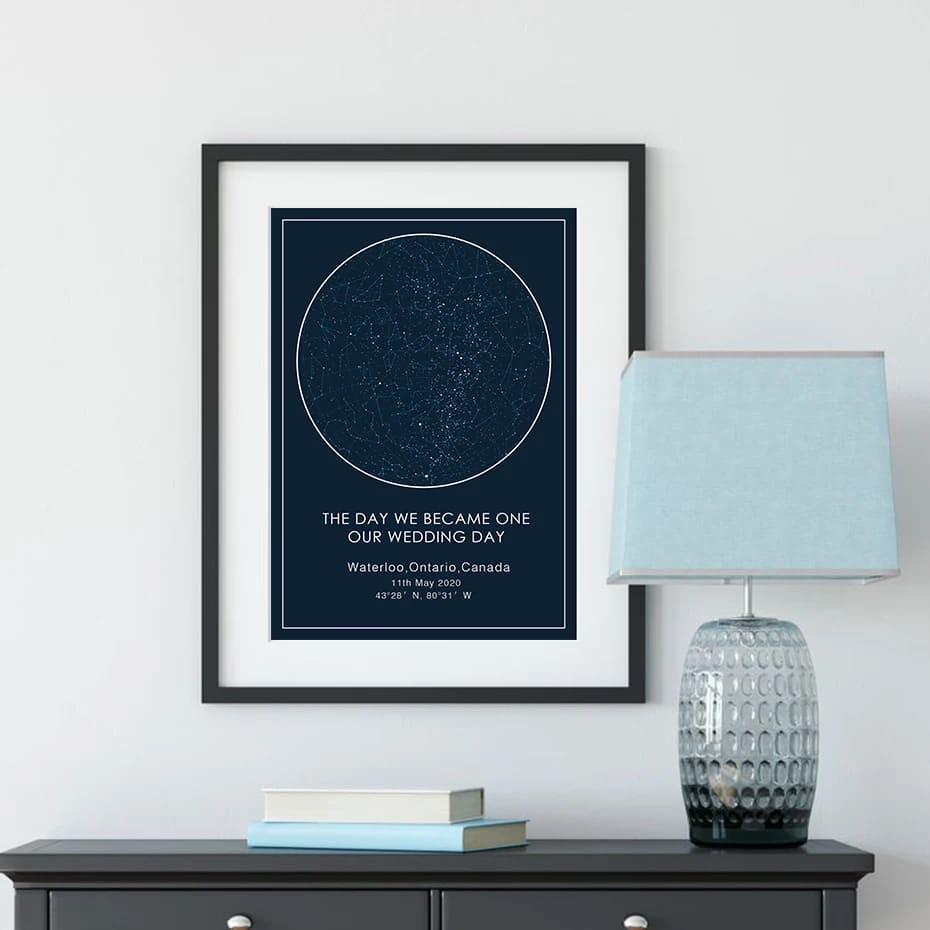 Carte du Ciel Peinture sur Toile avec Inscription