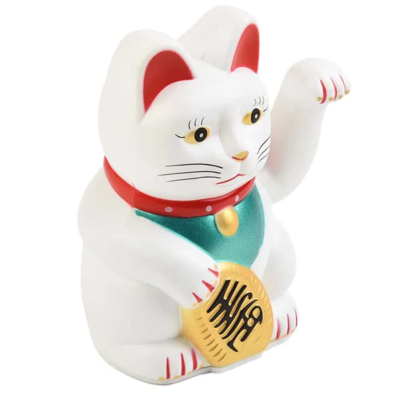 Chat Chinois Blanc avec Bras Électrique