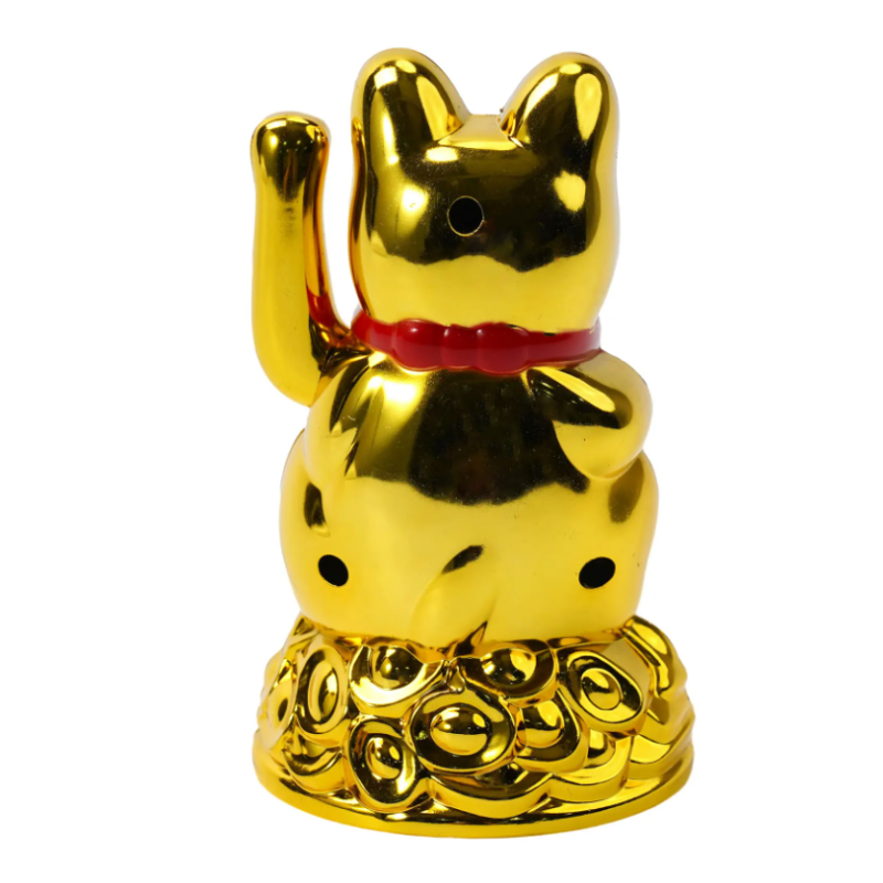 Chat Chinois Doré et Brillant avec Bras Électrique