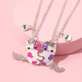 Collier d'Amitié avec Chats et Strass